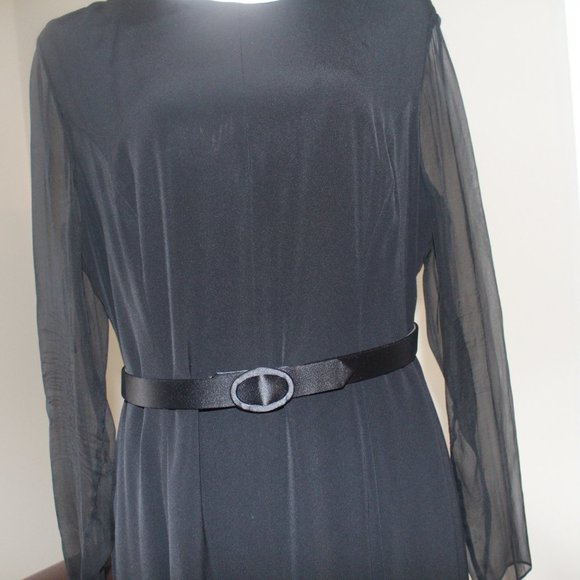Louis Feraud Long black silk dress made by Joy Cherry size 42 - Picture 13 of 15
